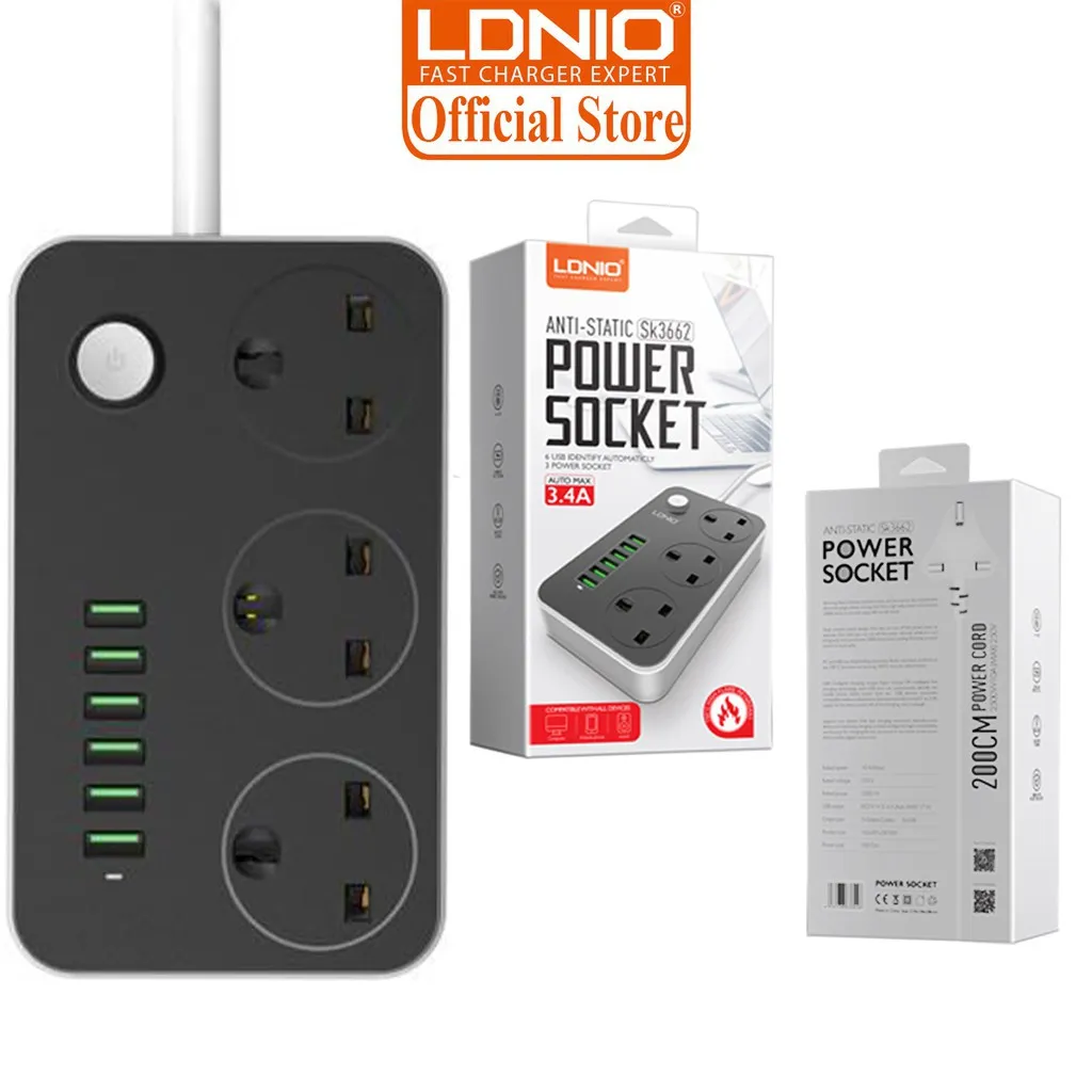 LDNIO SK3662 3 UK + 6 USB