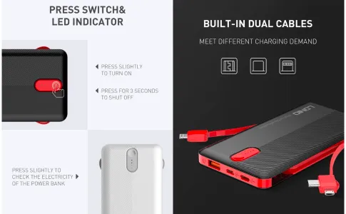 LED indicator to show the power status of the power bank