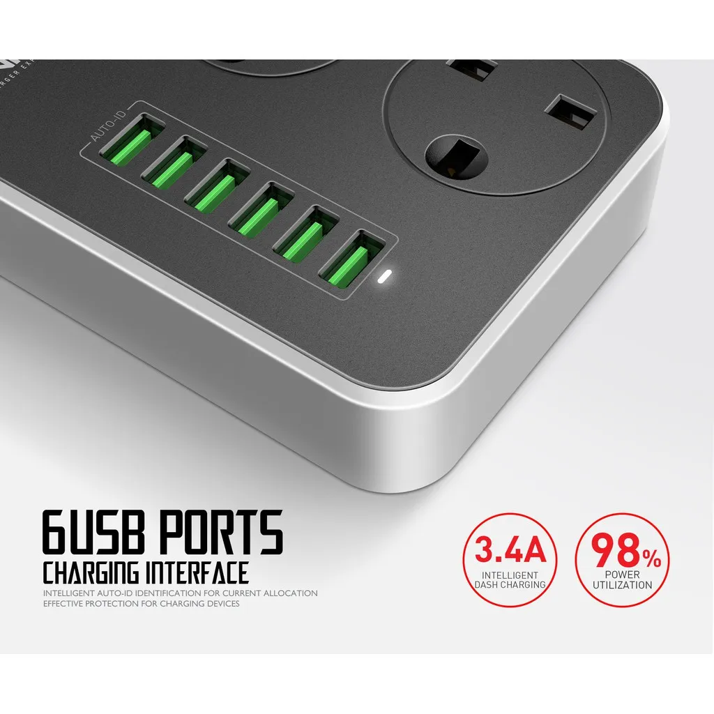 LDNIO SK3469 3 UK + 3 USB + Type-C PD