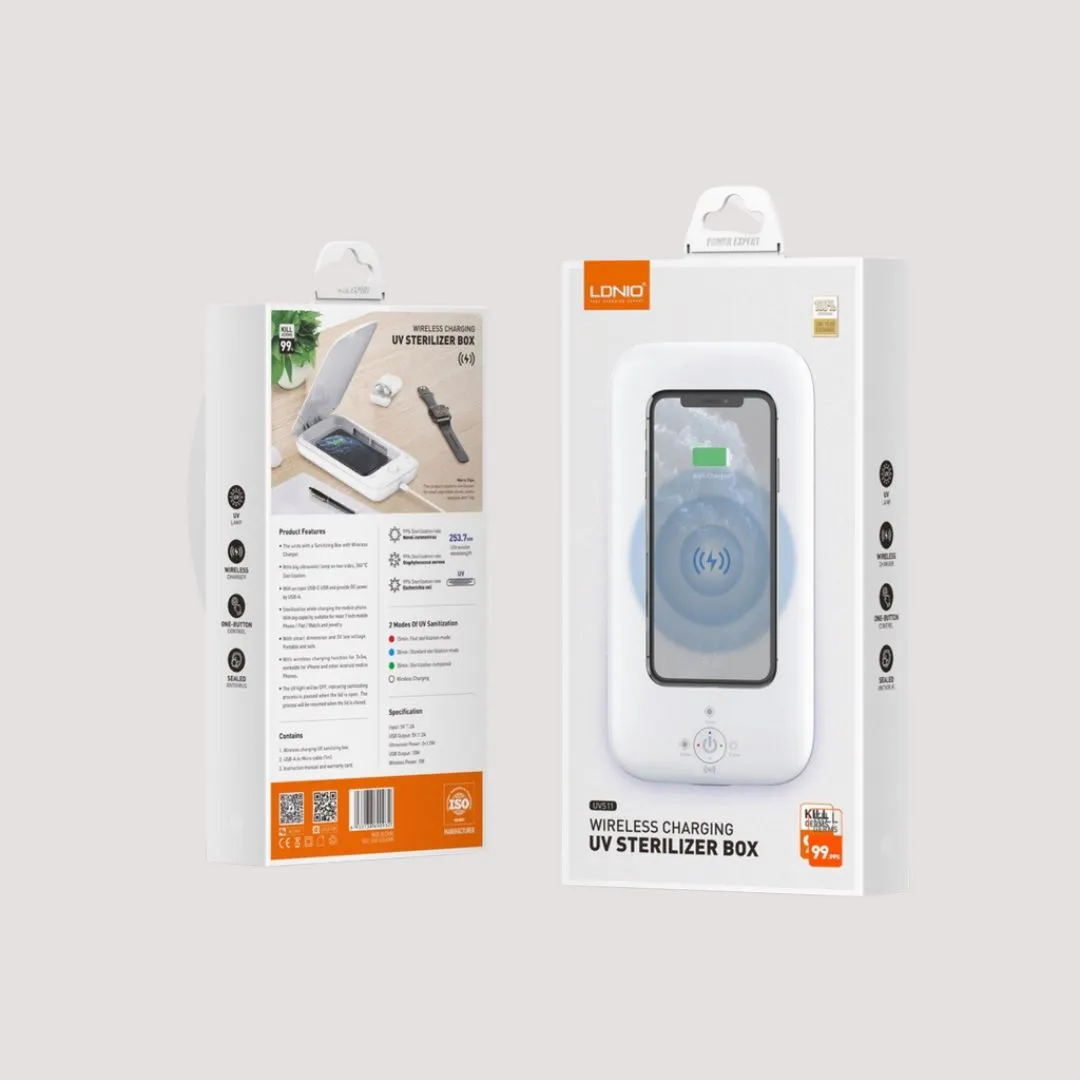 UV Phone Sanitizer Box with Wireless Charging